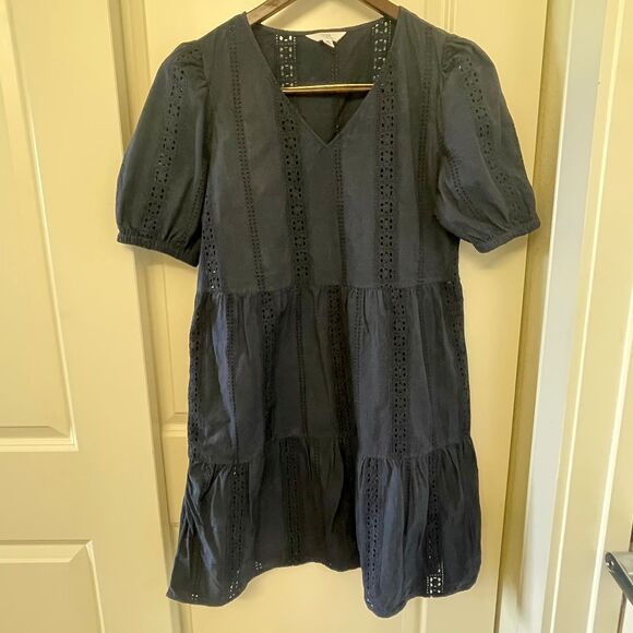 Time and Tru Women's Blue Eyelet with Puff Sleeves Mini Dress Sizes XS - Picture 4 of 9